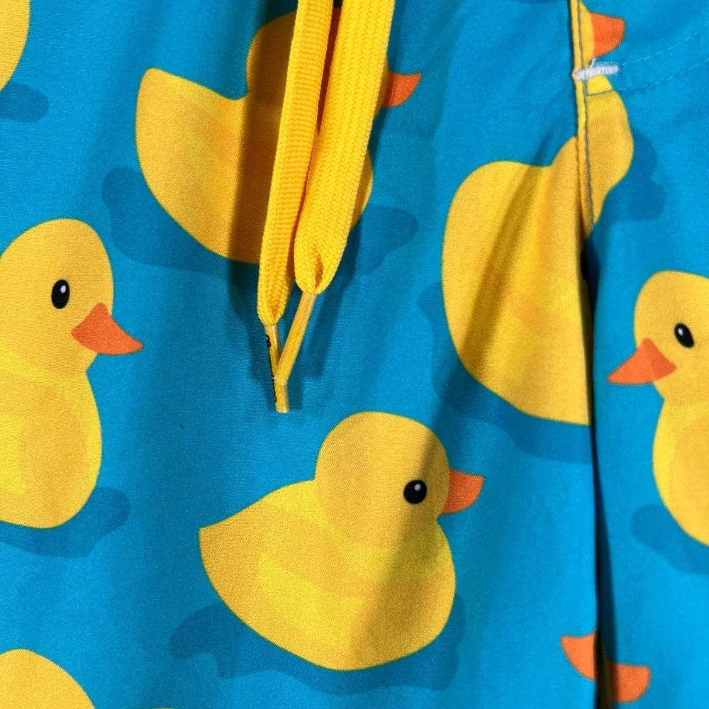 Tipsy Elves Swim Shorts Trunks Mens Large‎ Rubber Ducks Geometric Beach Pool New